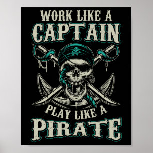 Poster Funny Bateau Capitaine Chemise Hommes Bateau Chemi