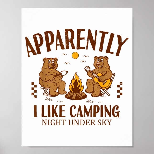 Poster Funny Bear Apparently, I Like Camng  (Devant)