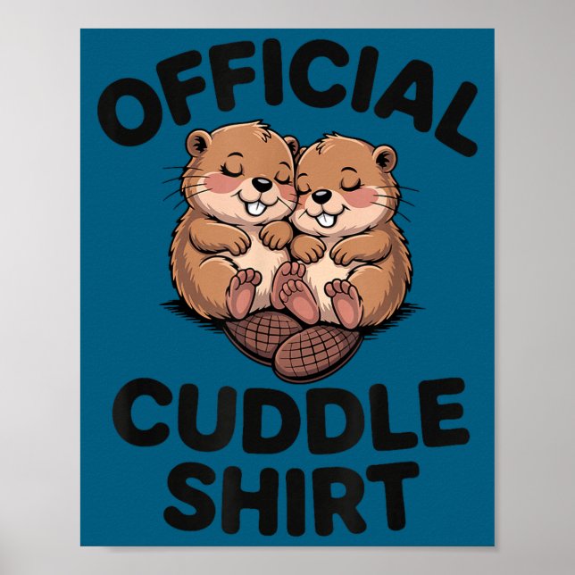 Poster Funny Beavers Hugging Cuddle  (Devant)