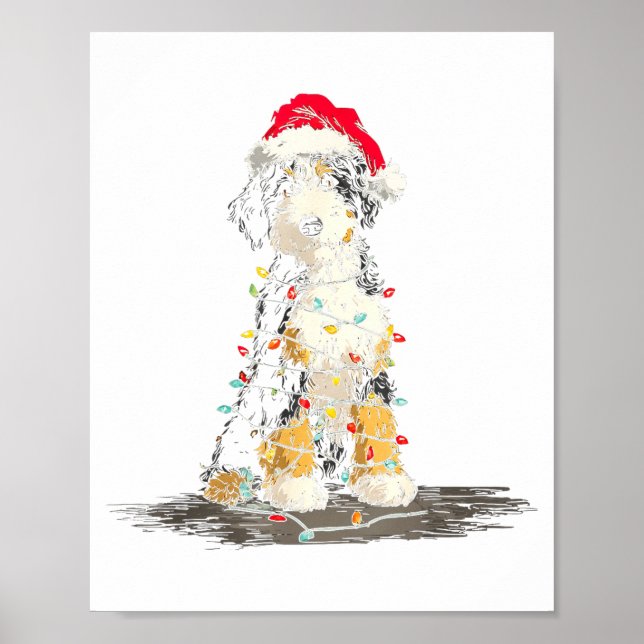 Poster Funny Bernedoodle Christmas Graphics Dog Lights Lo (Devant)