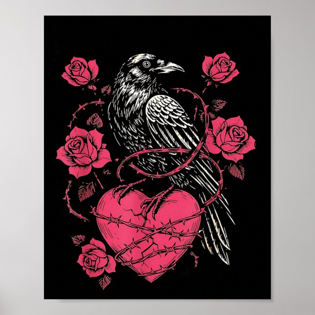 Poster Funny Black Bird F-caw-f Anti Valentines Day Singl (Devant)