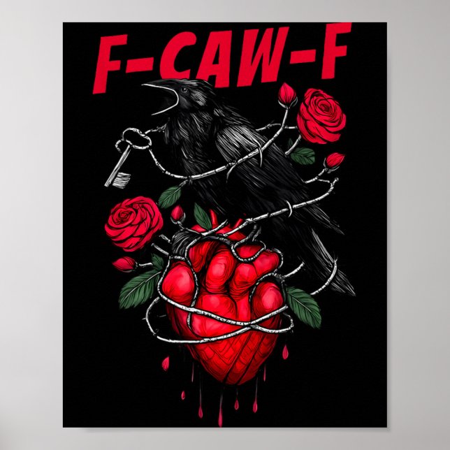 Poster Funny Black Bird F-caw-f Anti Valentines Day Singl (Devant)