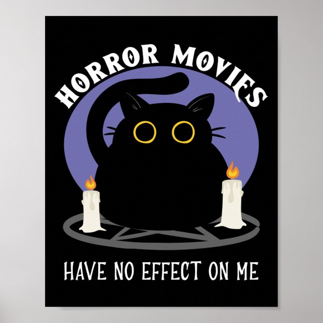 Poster Funny Black Cat aime le film d'horreur (Devant)