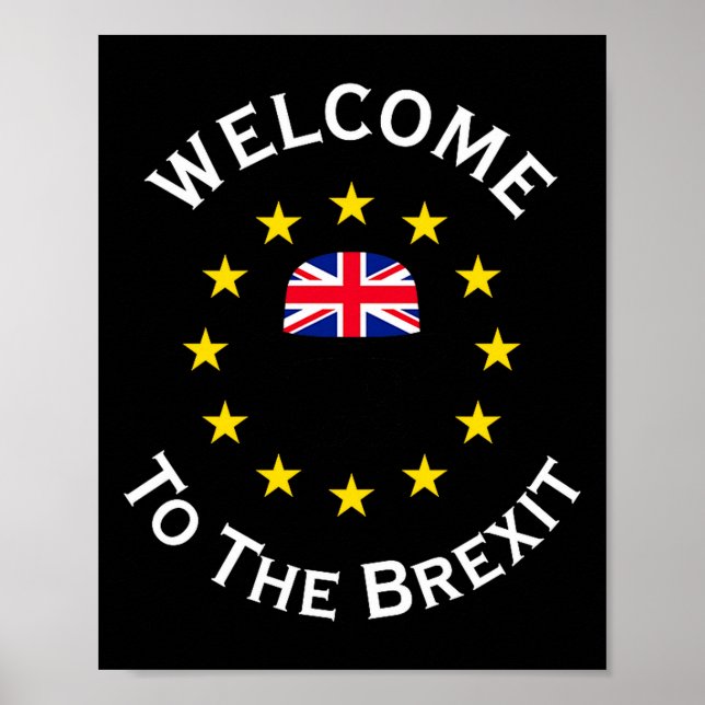 Poster Funny Blue Yellow European Union Welcome To Brexit (Devant)