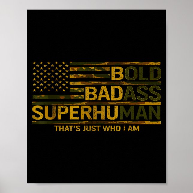 Poster Funny Bold Bad Superhuman Fathers Day Gag Gift Gra (Devant)