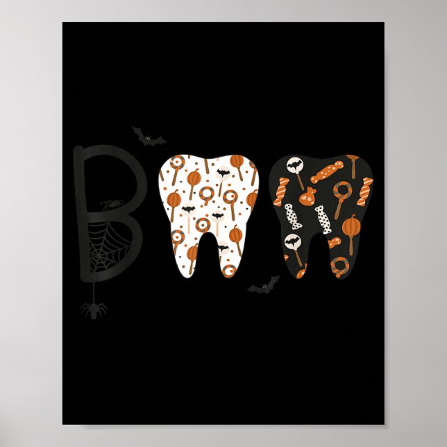 Poster Funny Boo Halloween Candy Dentist Teeth Men Women  (Devant)