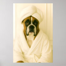 Funny Boxer Bathroom Print, Boxer In Bathrobe