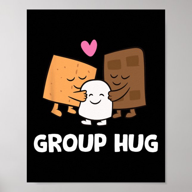 Poster Funny Camping Smores Group Hug Cute S'mores 1  (Devant)