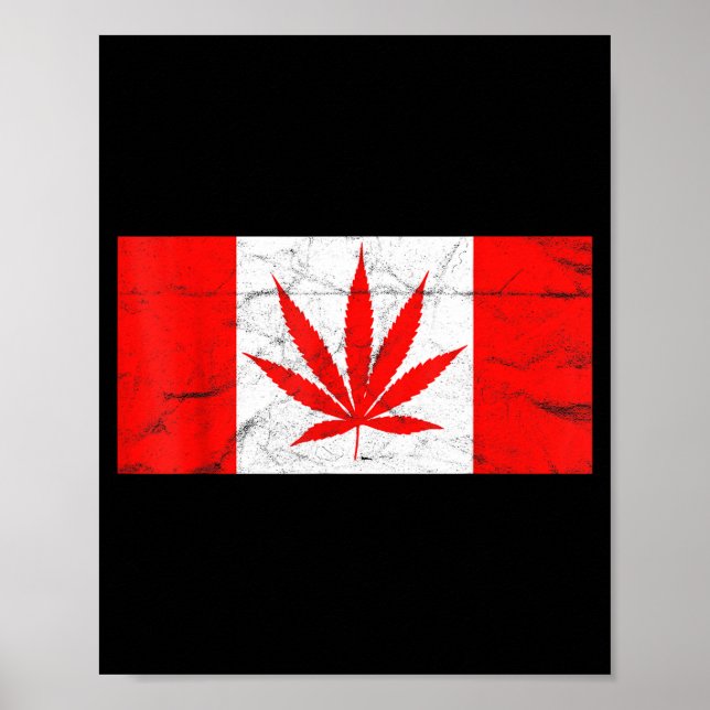 Poster Funny Canada &amp; Weed Leaf! Canadian New Flag Jo (Devant)
