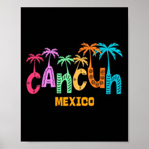 Poster Funny Cancun Mexique Palm Tree Typographie colorée