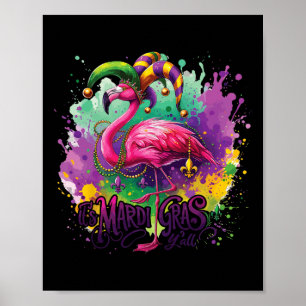Poster Funny Carnival Party Flamingo Mardi gras