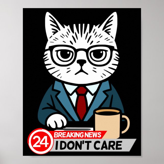 Poster Funny Cat Meme Sarcastic Humor I Dont Care Cat  (Devant)