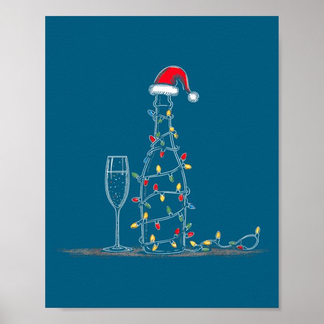 Poster Funny Champagne Christmas Graphics Lights Lover Dr (Devant)