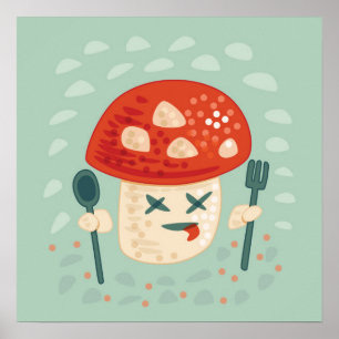 Poster Funny Champignons Caractère alimentaire Oddity biz