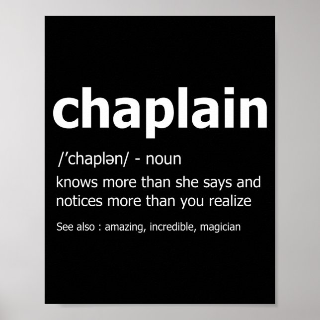 Poster Funny Chaplain Definition New Job Gift For Chaplai (Devant)