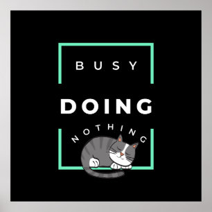 POSTER FUNNY CHAT BUSY NE FAIT RIEN