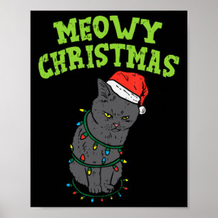 Poster Funny Chat Noir Meowy Noël Funny Chat Hommes garço