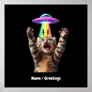Poster Funny Chat Selfie Alien UFO Hilariant personnalisa