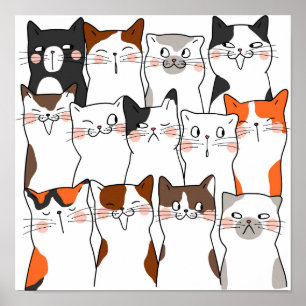 Poster Funny Chats Kawaii