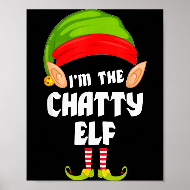 Poster Funny Chatty Elf Matching Family Group Pj Christma (Devant)