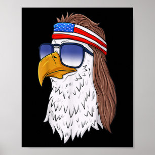 Poster Funny Chemise American Bald Eagle Mullet 4 juillet