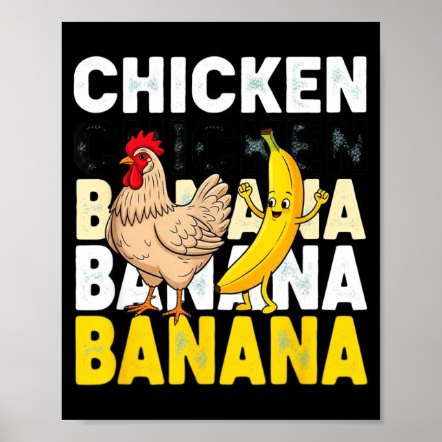 Poster Funny Chicken Banana Dance Meme For Kids &amp; Adu (Devant)