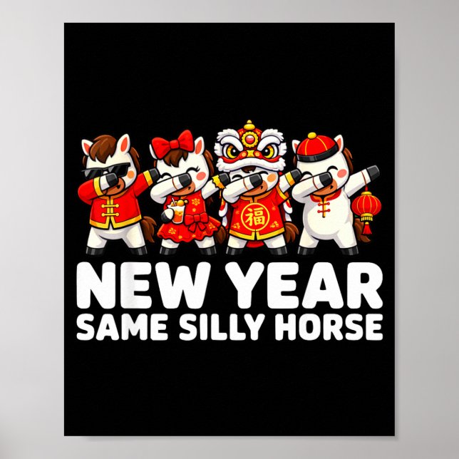 Poster Funny Chinese Lunar New Year Same Silly Horse Dabb (Devant)