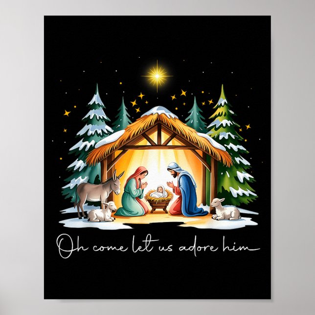 Poster Funny Christian Christmas Jesus Oh Come Let Us Ado (Devant)