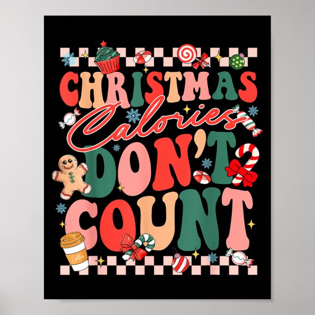 Poster Funny Christmas Calories Don't Count Xmas Cookie  (Devant)
