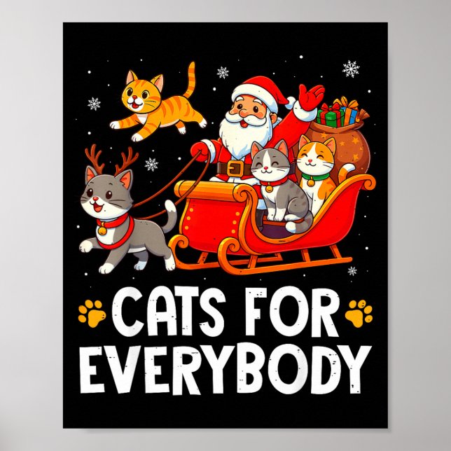 Poster Funny Christmas Cat Santa Xmas Pajamas Cats For Ev (Devant)