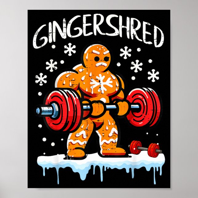 Poster Funny Christmas Gingerbread Gingershred Gym Bodybu (Devant)