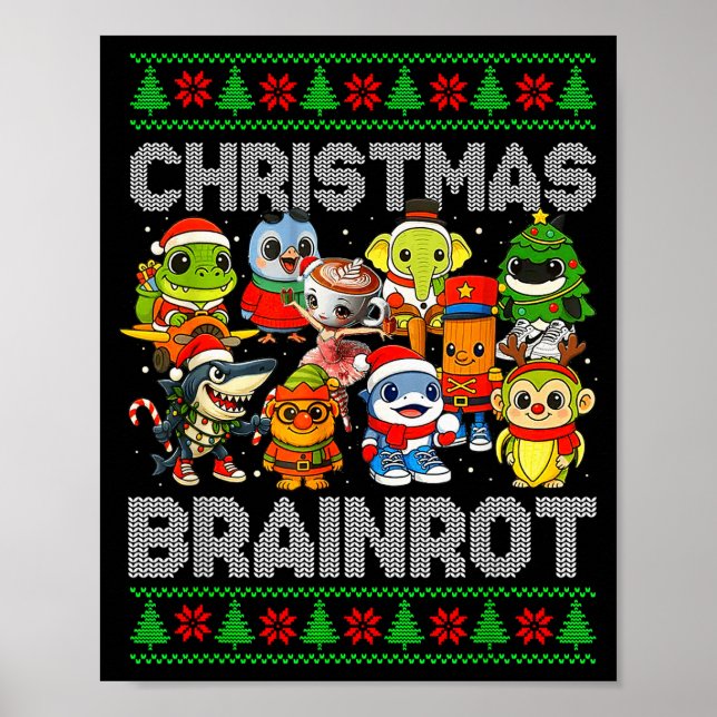 Poster Funny Christmas Italian Brain Rot Italian Brainrot (Devant)