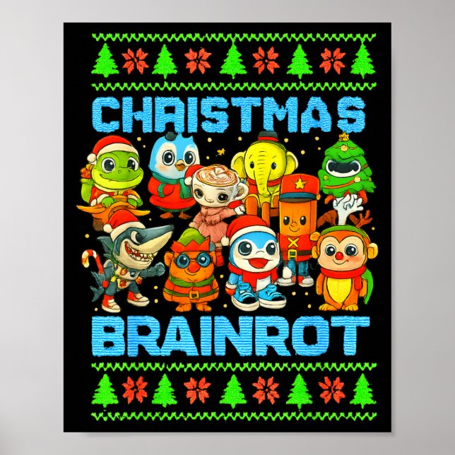 Poster Funny Christmas Italian Brain Rot Italian Brainrot (Devant)