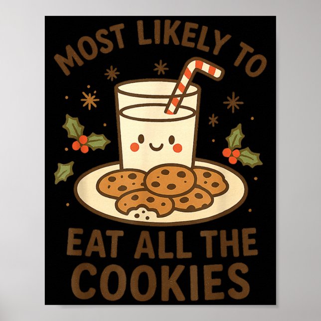 Poster Funny Christmas - Most Likely To Eat All The Cooki (Devant)