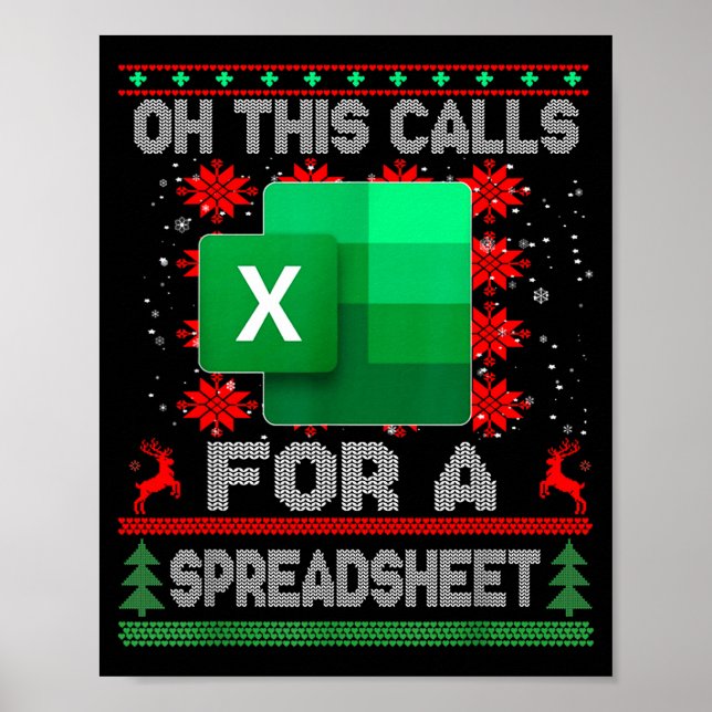 Poster Funny Christmas Oh This Calls For A Spreadsheet Sa (Devant)