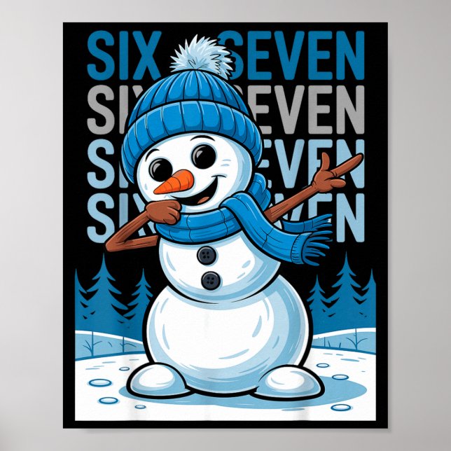 Poster Funny Christmas Snowman Dabbing Xmas Dab Six Seven (Devant)