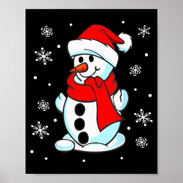 Poster Funny Christmas Snowman Tee Cute Santa Men Women K (Devant)