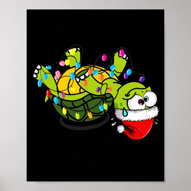 Poster Funny Christmas Turtle It's Fine I'm Fine Everythi (Devant)