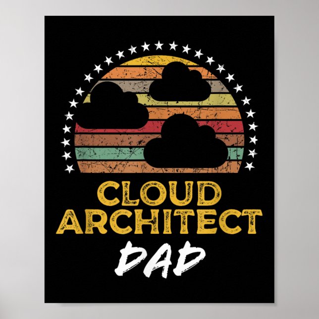 Poster Funny Cloud Architect Papa, Data Center Tech Citat (Devant)