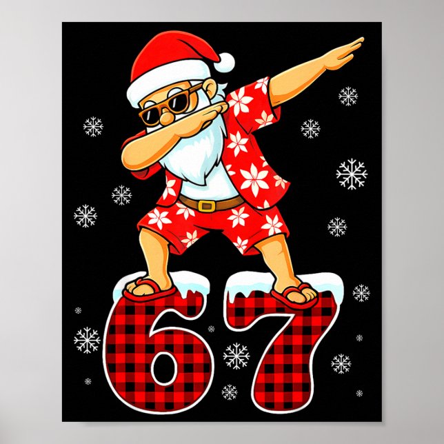 Poster Funny Cool Dabbing Santa Hawaii 67 Meme Christmas  (Devant)