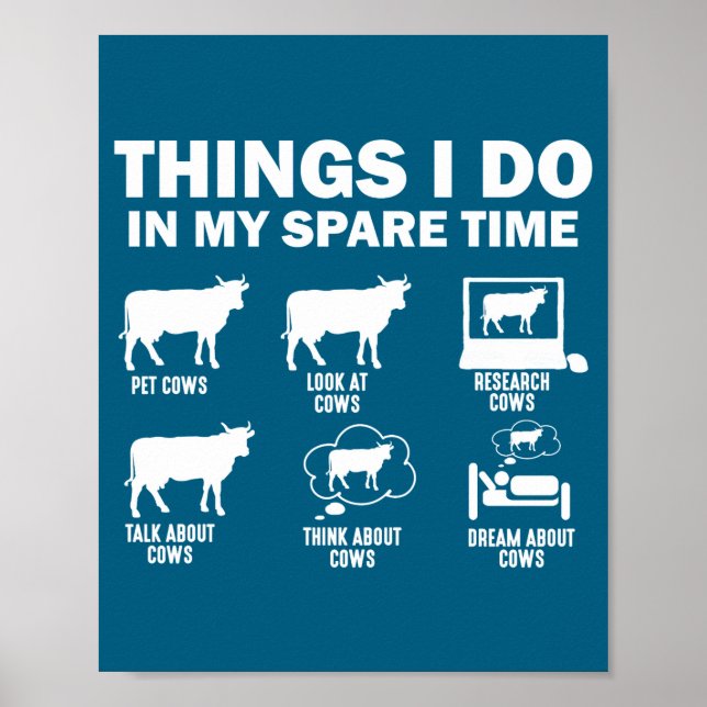 Poster Funny Cow 6 Things I Do In My Spare Time Cows  (Devant)