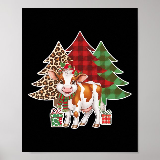 Poster Funny Cow Christmas Tree Xmas Cow Amateurs Hommes  (Devant)