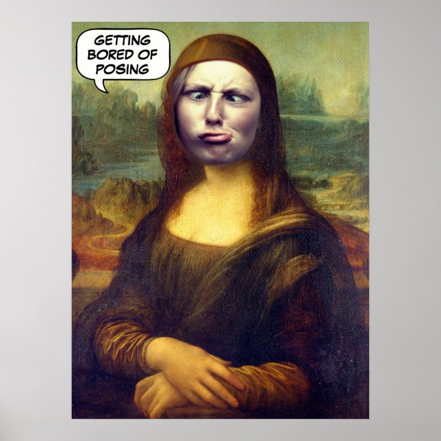 Poster Funny Custom Mona Lisa Face dans Trou photo (Devant)