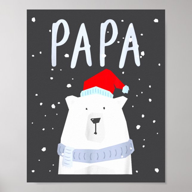 Poster Funny Dad Bear Christmas Saint Hat Couples Family  (Devant)