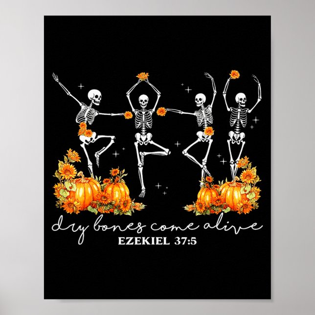 Poster Funny Dancing Skeleton Dry Bones Come Alive Hallow (Devant)