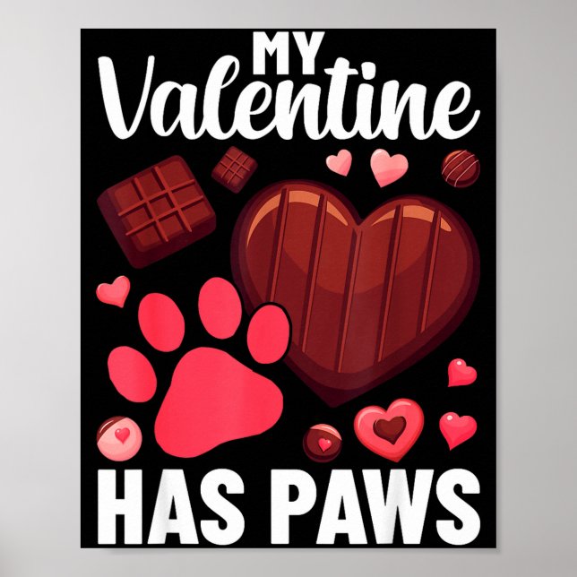 Poster Funny Dog Owner Valentines Day Heart Women Girls  (Devant)