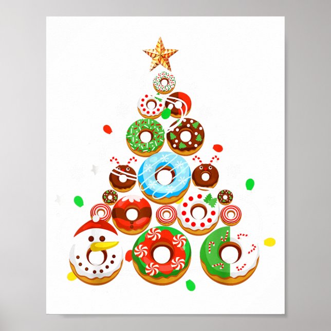 Poster Funny Donuts Christmas Tree Lights Xmas Pjs Boys K (Devant)