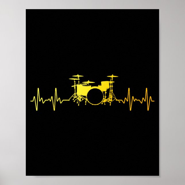 Poster Funny Drummer Art For Men Women Kids Drumming Love (Devant)