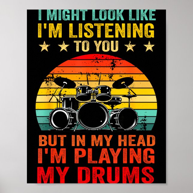 Poster Funny Drummer Men Women Drumline Drumming Musical  (Devant)