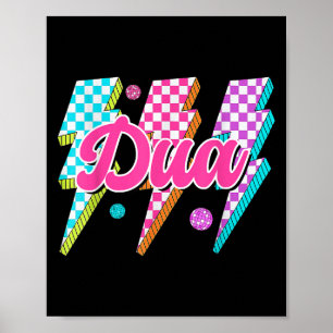 Poster Funny Dua Lightning Bolt À damiers I Love Dua 80's